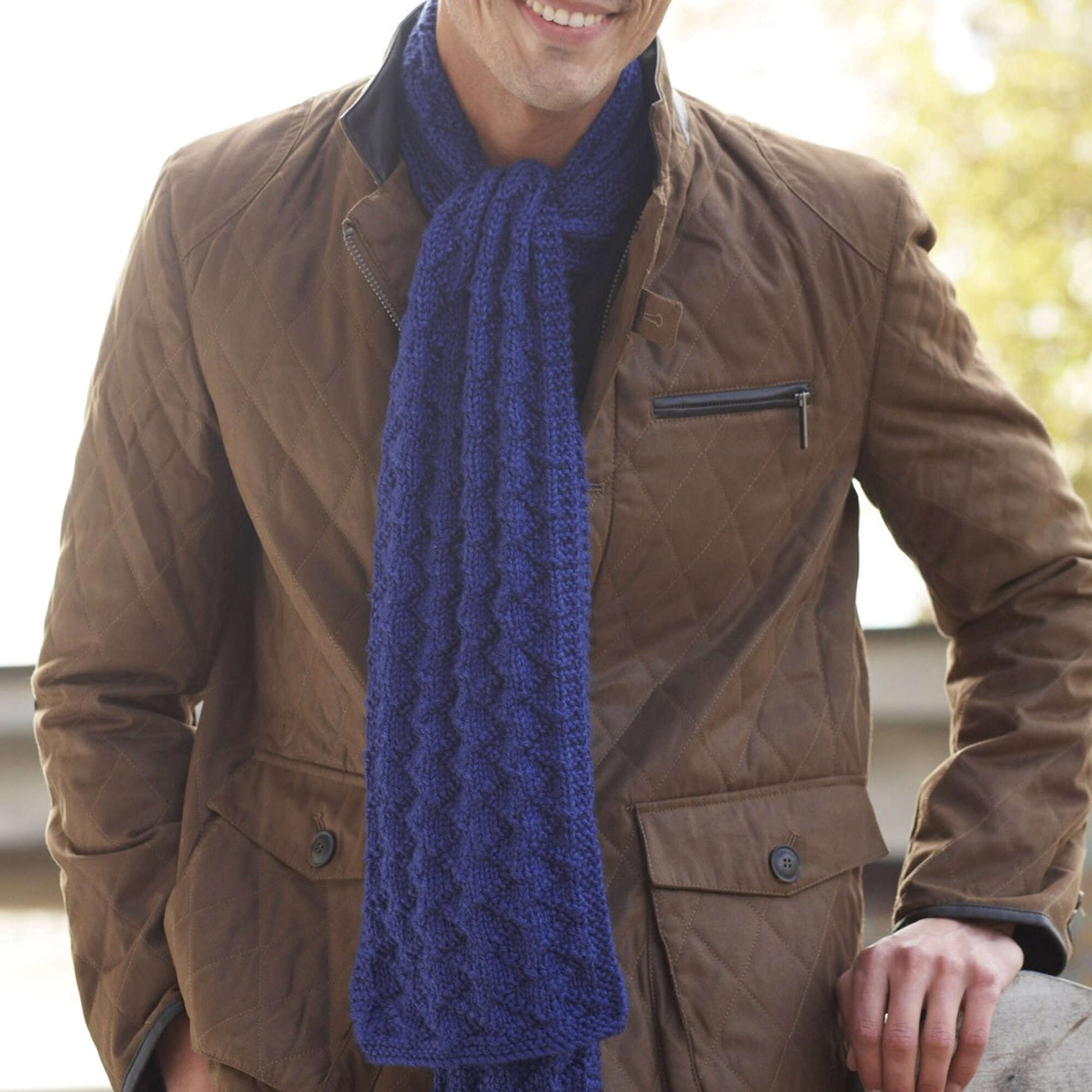 Free Caron Men's Interchangeable Scarves Knit Pattern