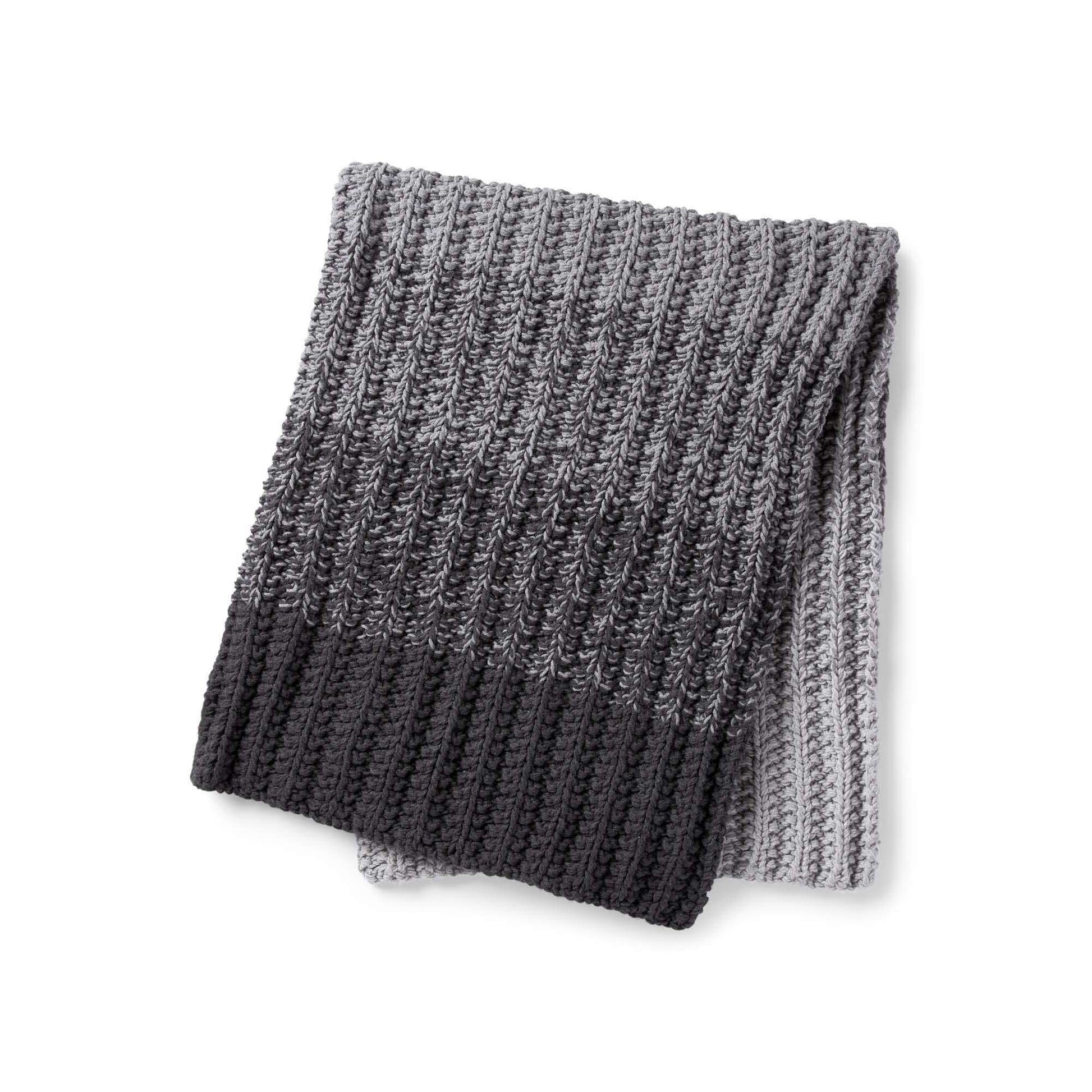 Free Caron Ombre Ridge Knit Blanket Pattern