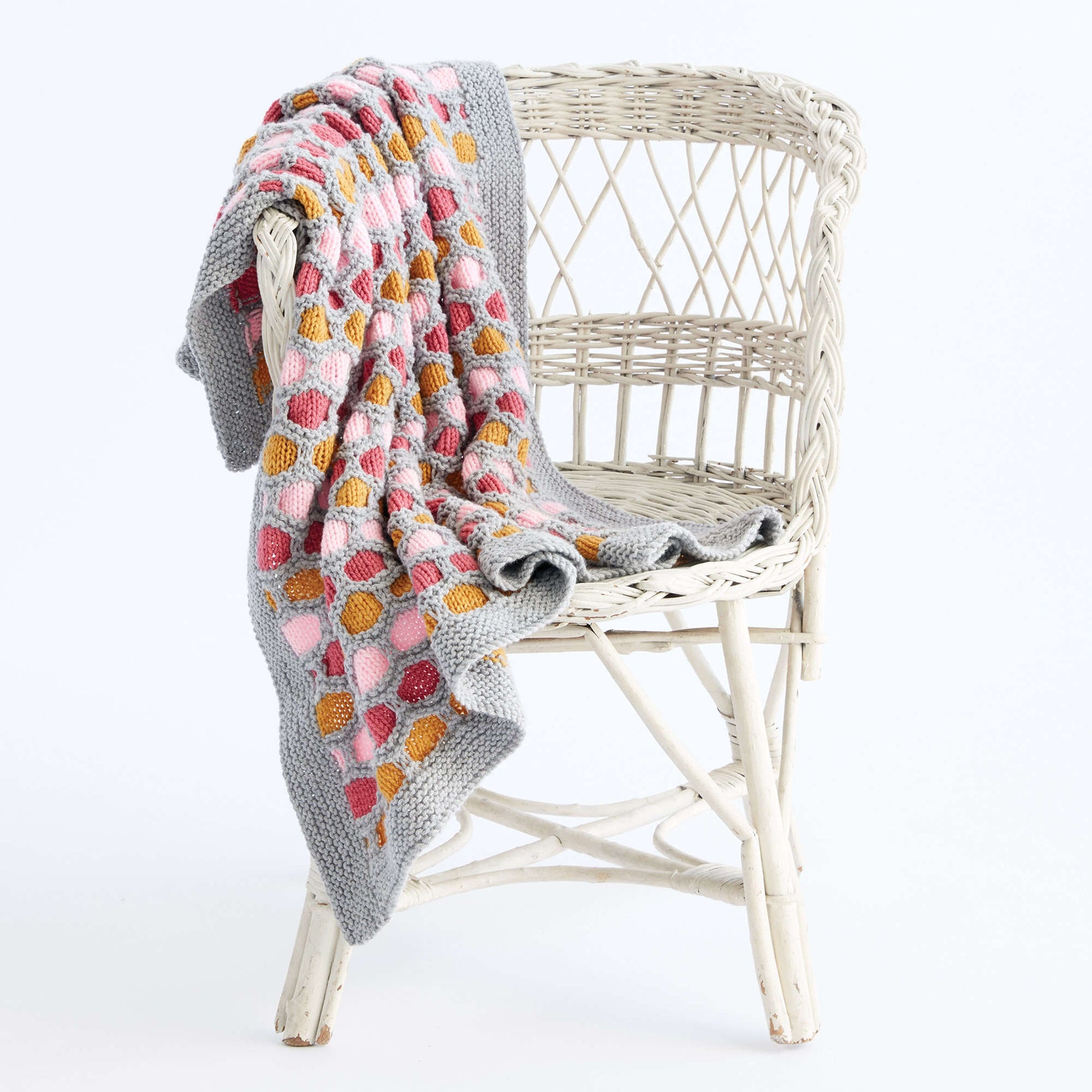 Free Caron Honeycomb Stripes Knit Blanket Pattern
