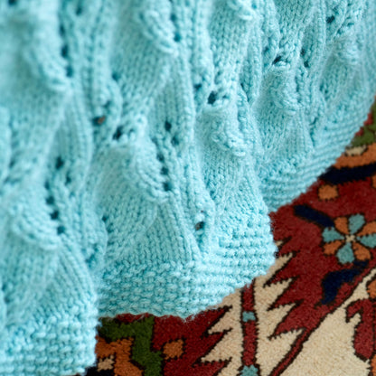 Caron Leafy Green Knit Afghan Single Size