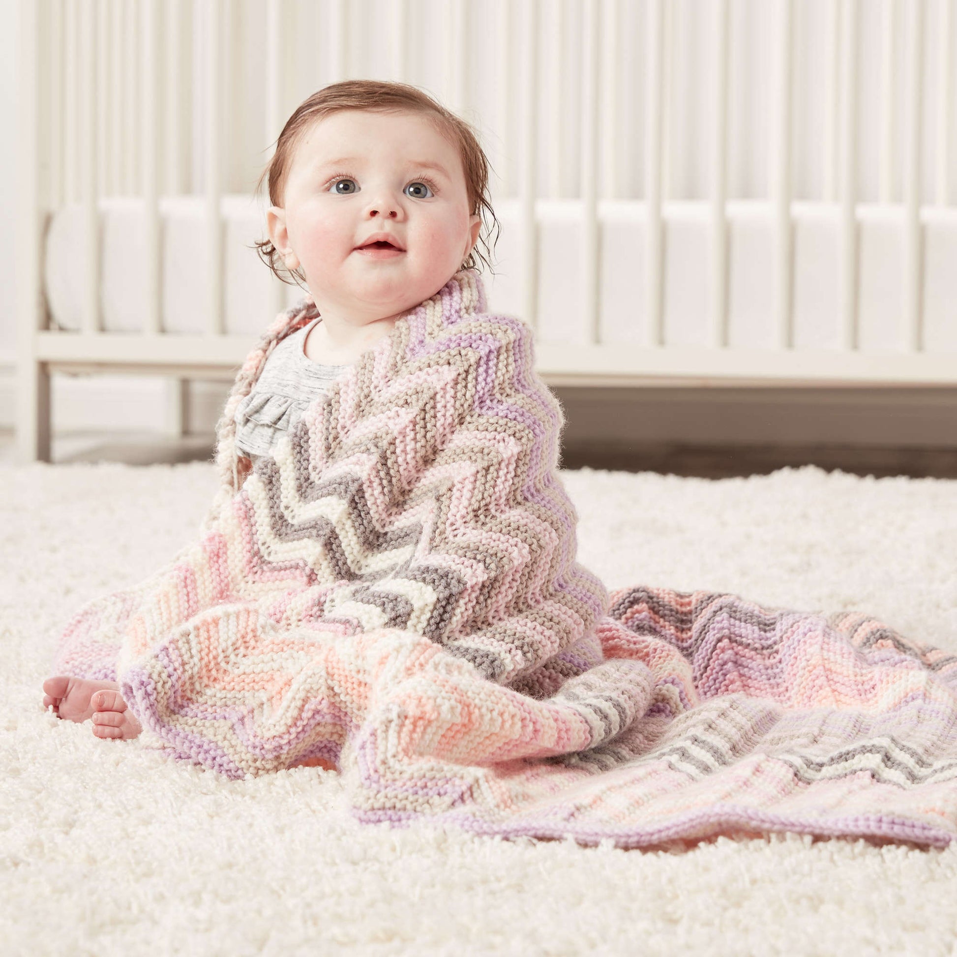 Free Caron Shaded Chevrons Knit Baby Blanket Pattern