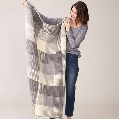 Caron Knit Gingham Panels Blanket Single Size
