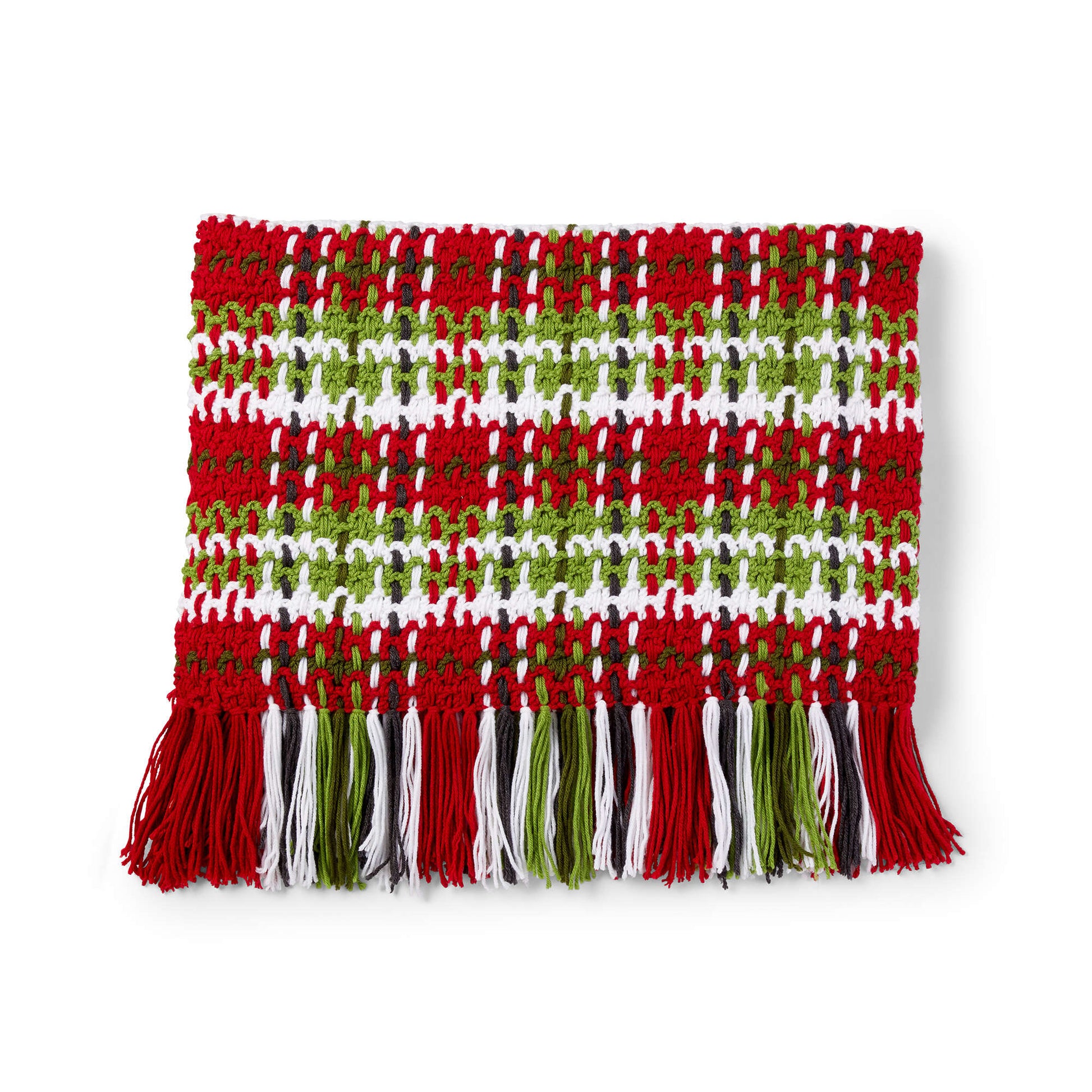 Free Caron Plaid Christmas Crochet Blanket Pattern