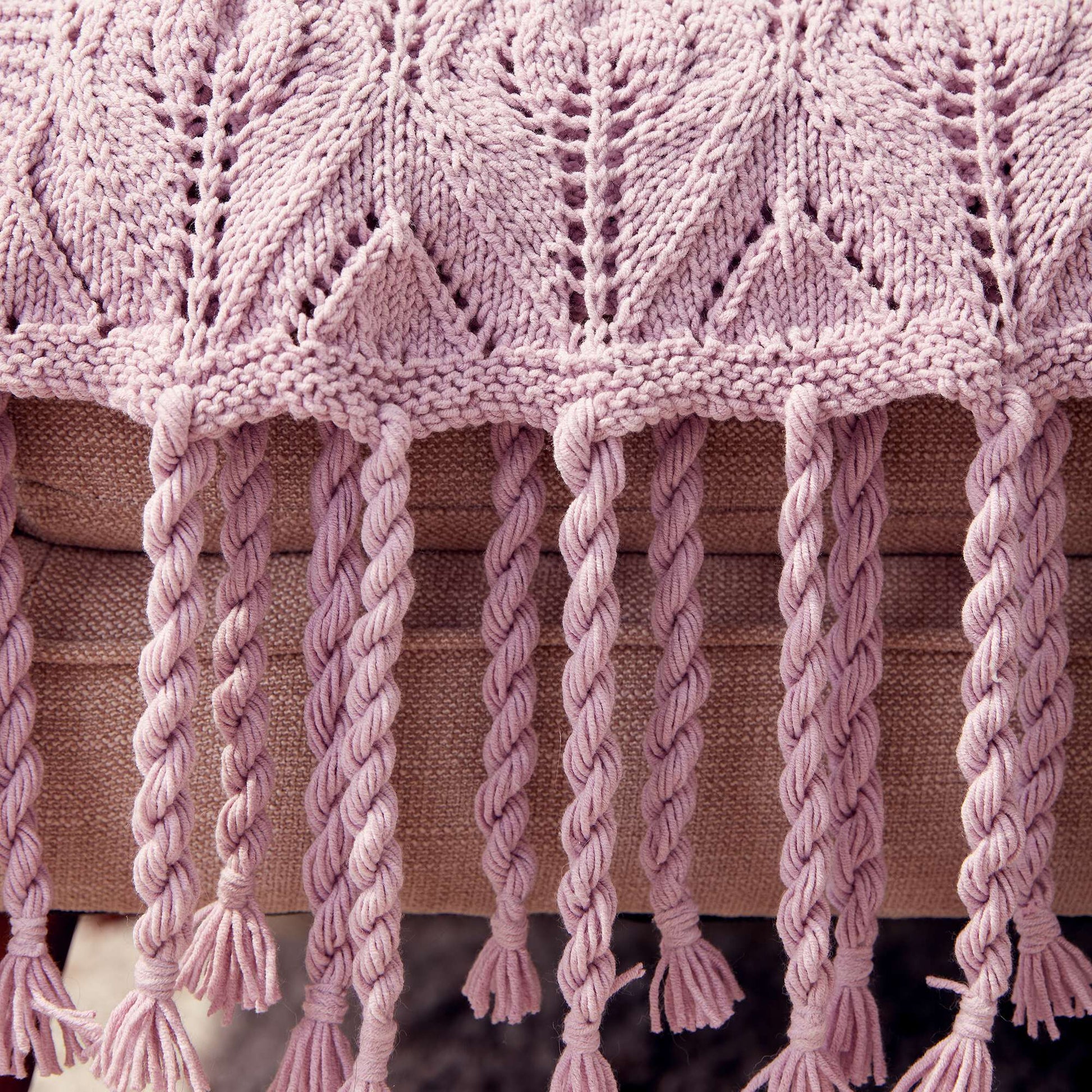 Free Caron Tasseled Lace Knit Blanket Pattern
