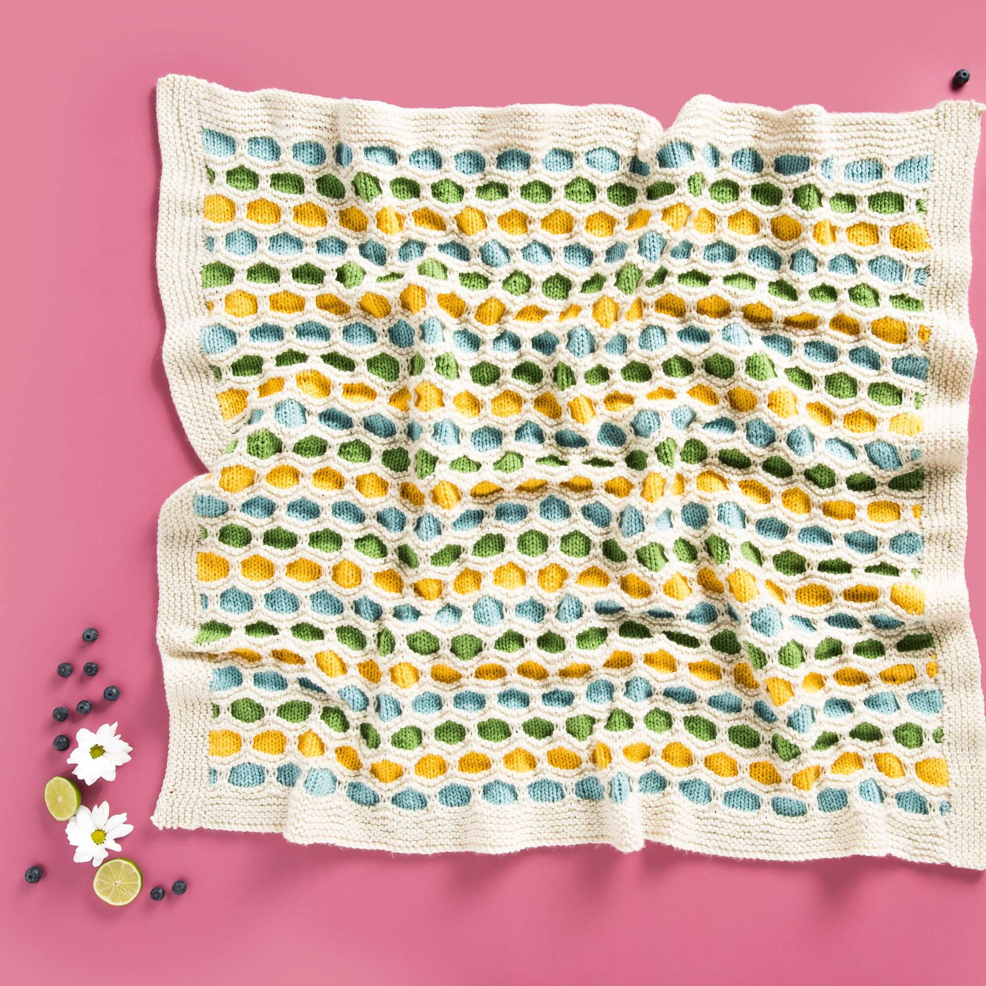 Free Caron Honeycomb Stripes Knit Baby Blanket Pattern