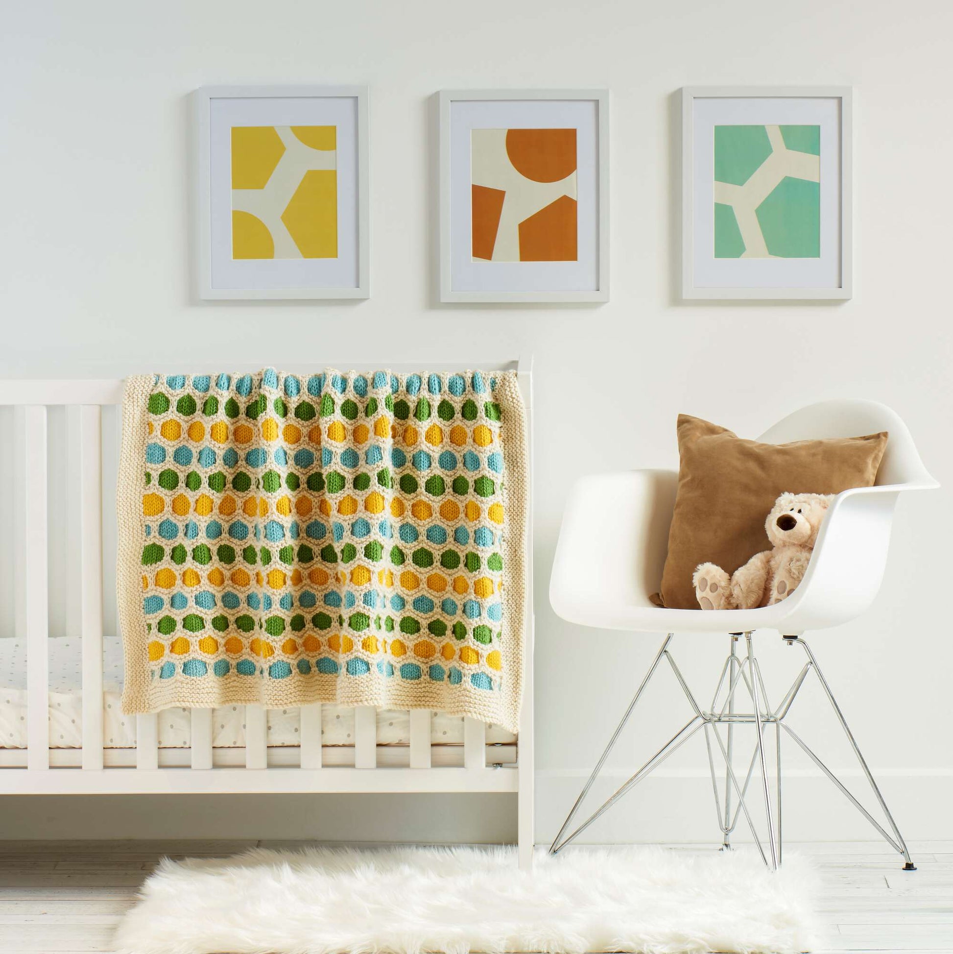 Free Caron Honeycomb Stripes Knit Baby Blanket Pattern