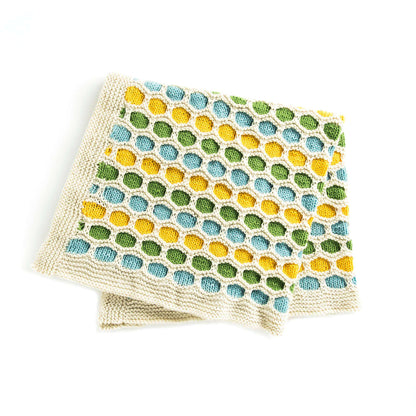 Caron Honeycomb Stripes Knit Baby Blanket Knit Blanket made in Caron One Pound yarn