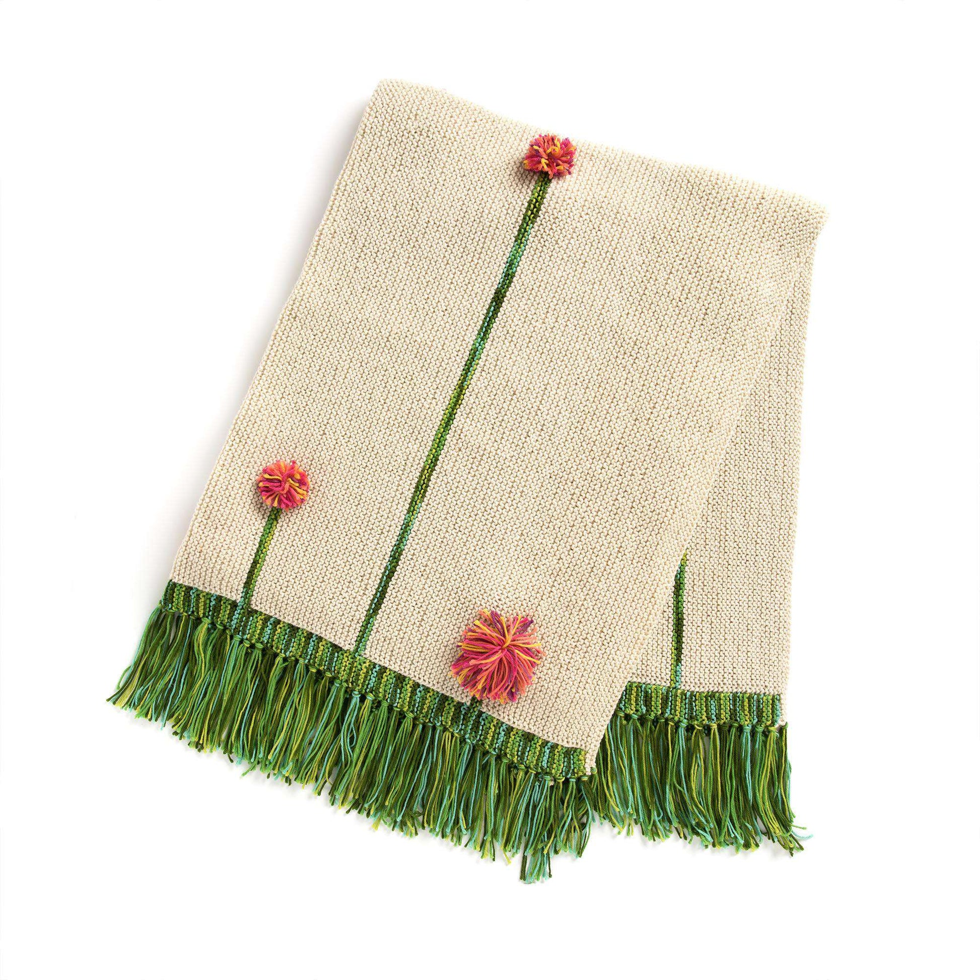 Caron Knit Pompom Poppies Blanket Single Size