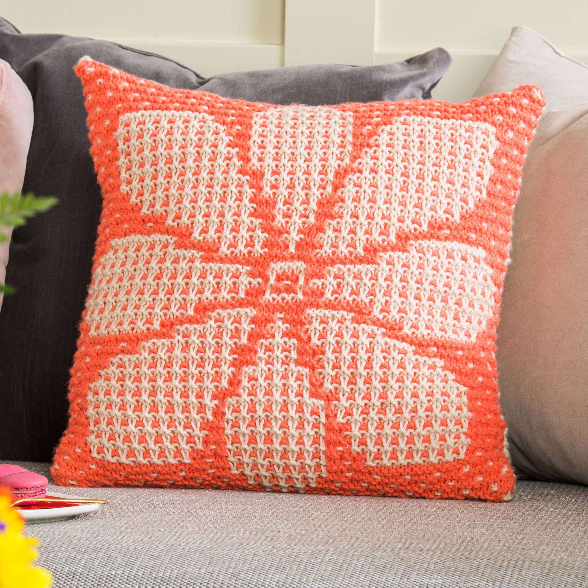 Free Caron Knit Mosaic Floral Pillow Pattern