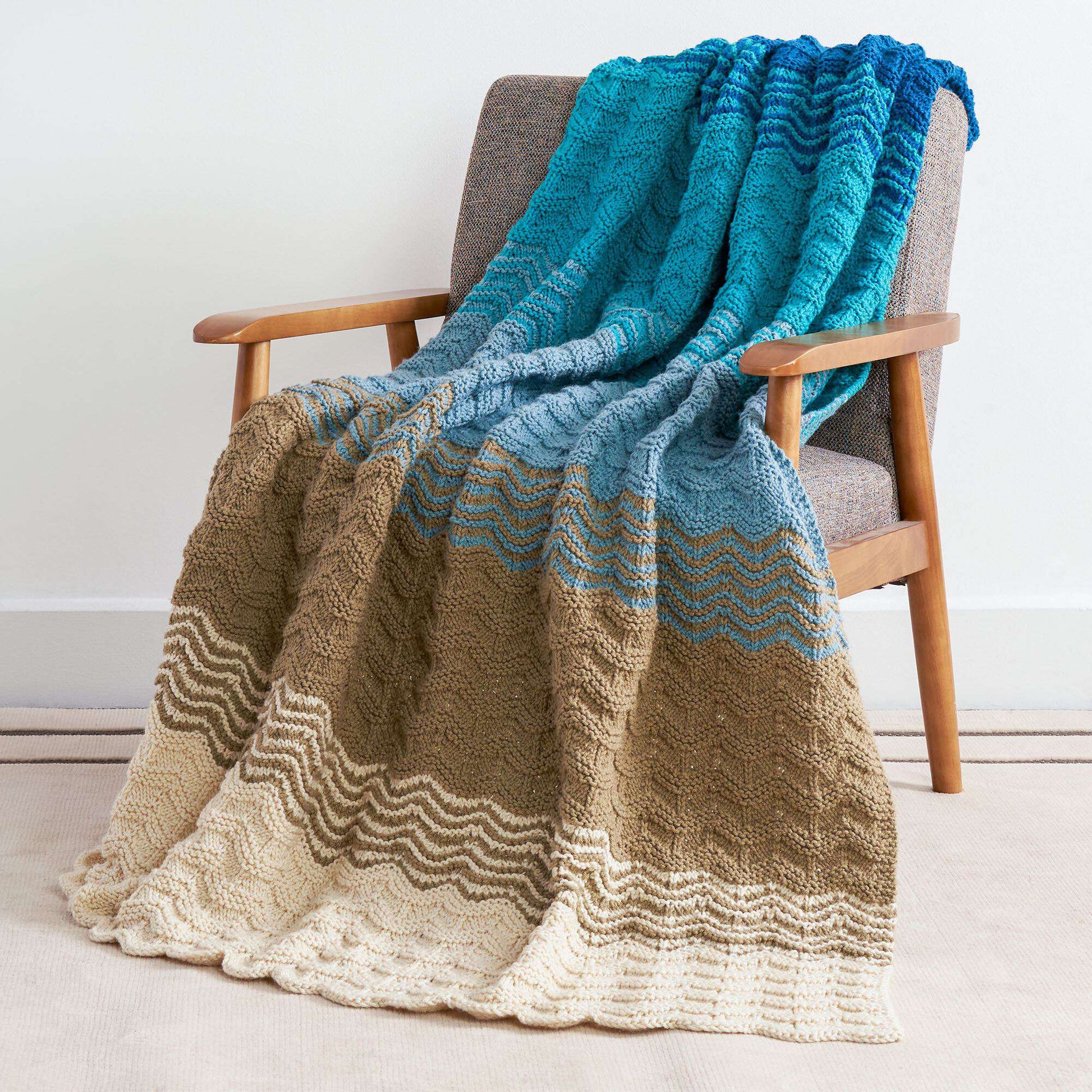 Free Caron Seaside Sunset Knit Blanket Pattern
