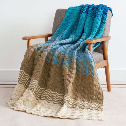 Caron Seaside Sunset Knit Blanket Knit Blanket made in Caron One Pound yarn