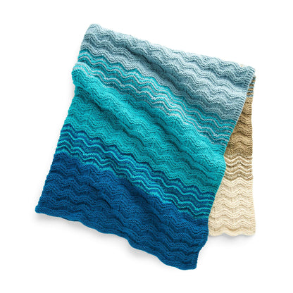 Caron Seaside Sunset Knit Blanket Knit Blanket made in Caron One Pound yarn