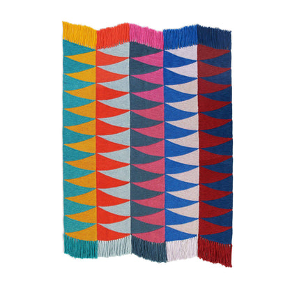 Caron Knit Sawtooth Panels Blanket Knit Blanket made in Caron Big Donut O'Go yarn