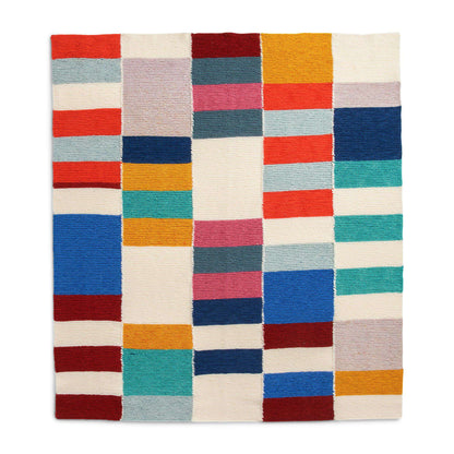 Caron Knit Patchwork Blanket With Visible Seams Knit Blanket made in Caron Big Donut O'Go yarn