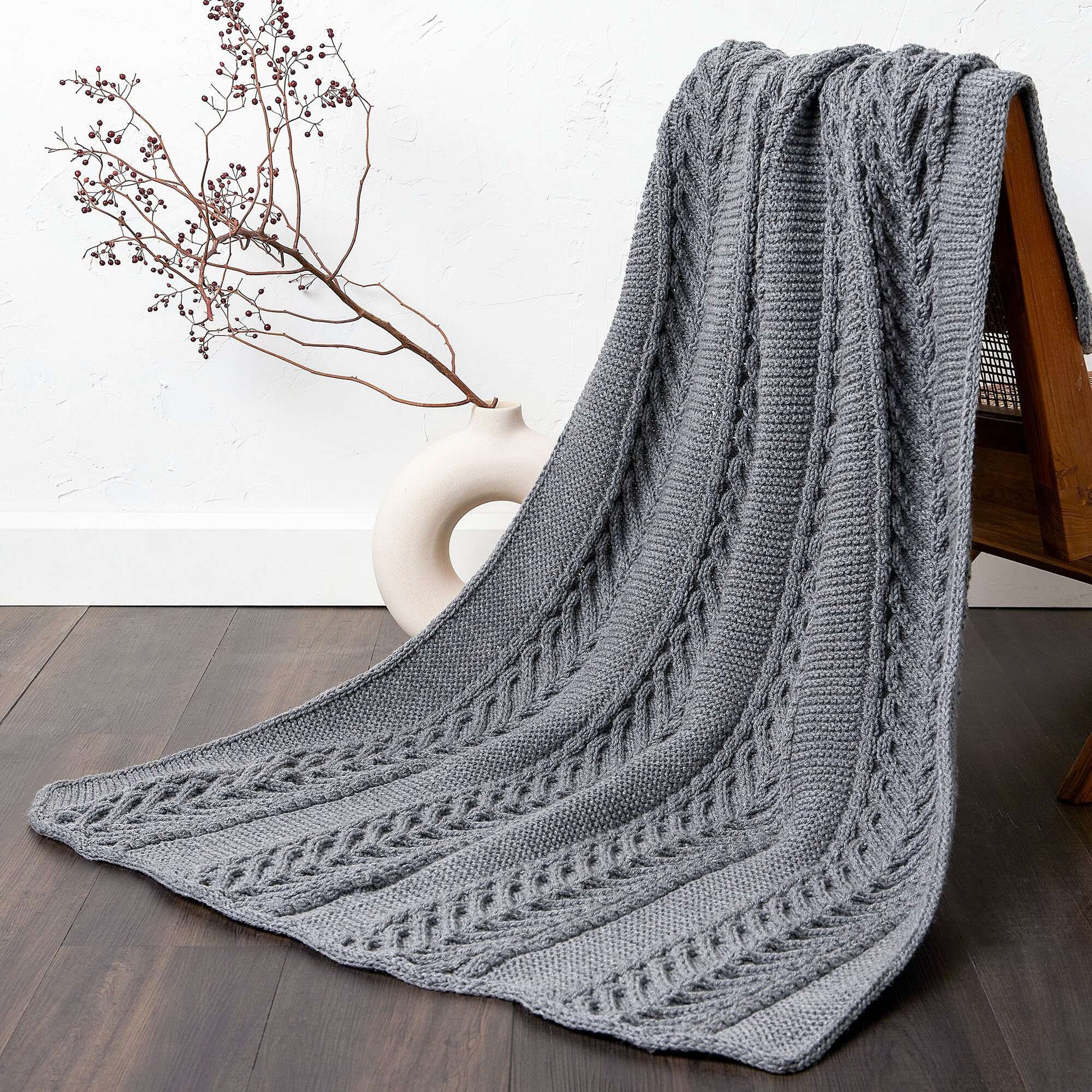 Caron Ascending Braid Knit Blanket Single Size