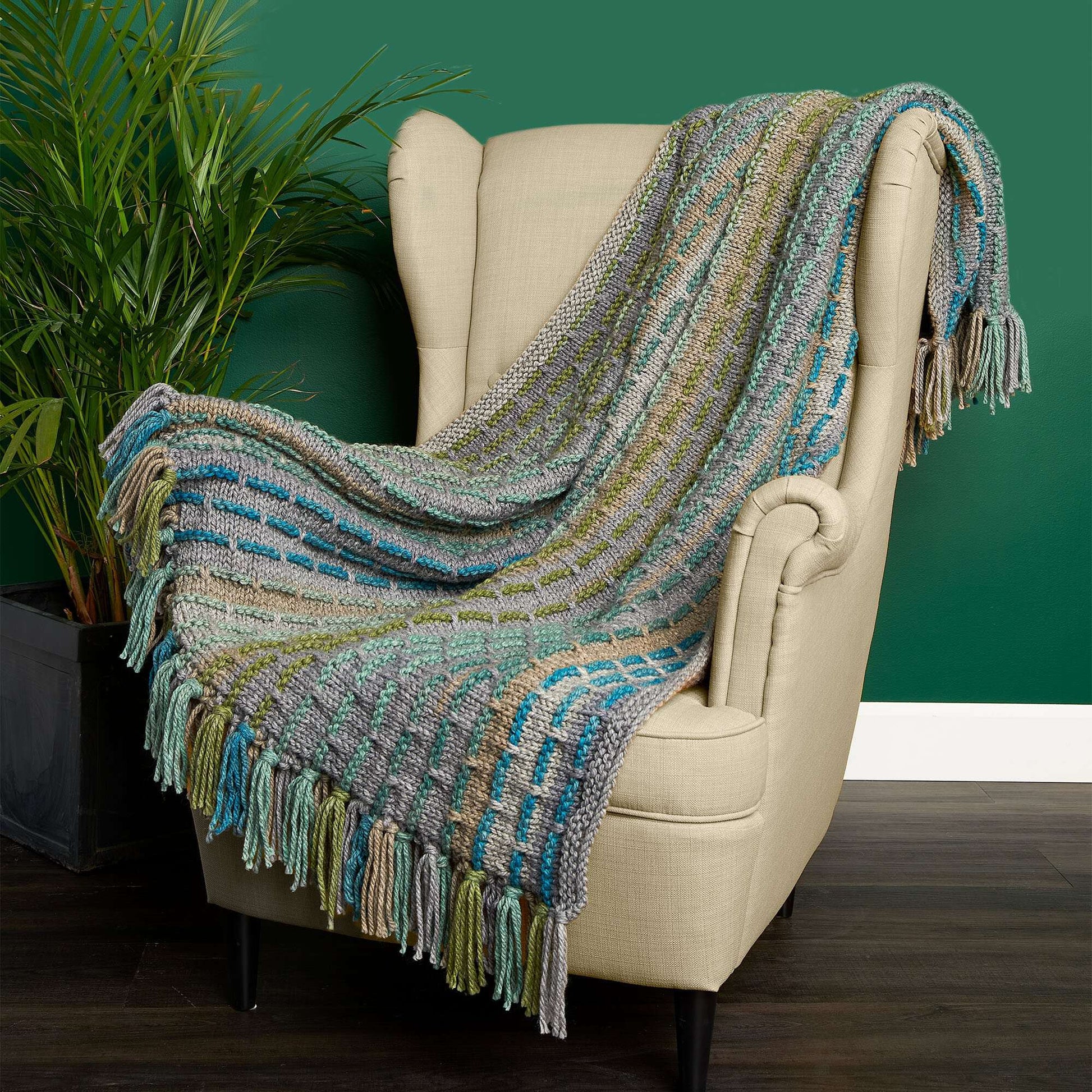 Free Caron Fringe-A-Weave Knit Blanket Pattern