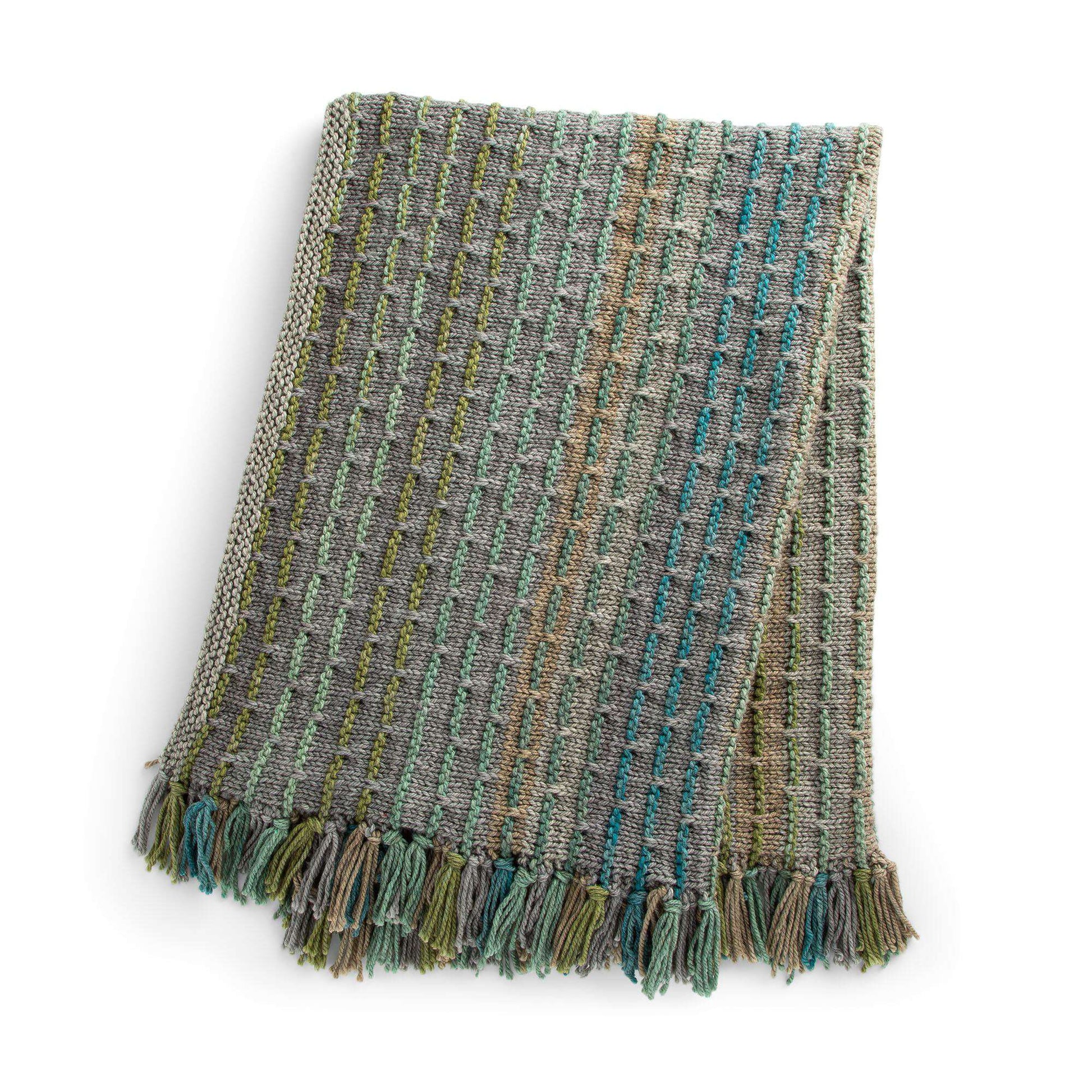 Free Caron Fringe-A-Weave Knit Blanket Pattern