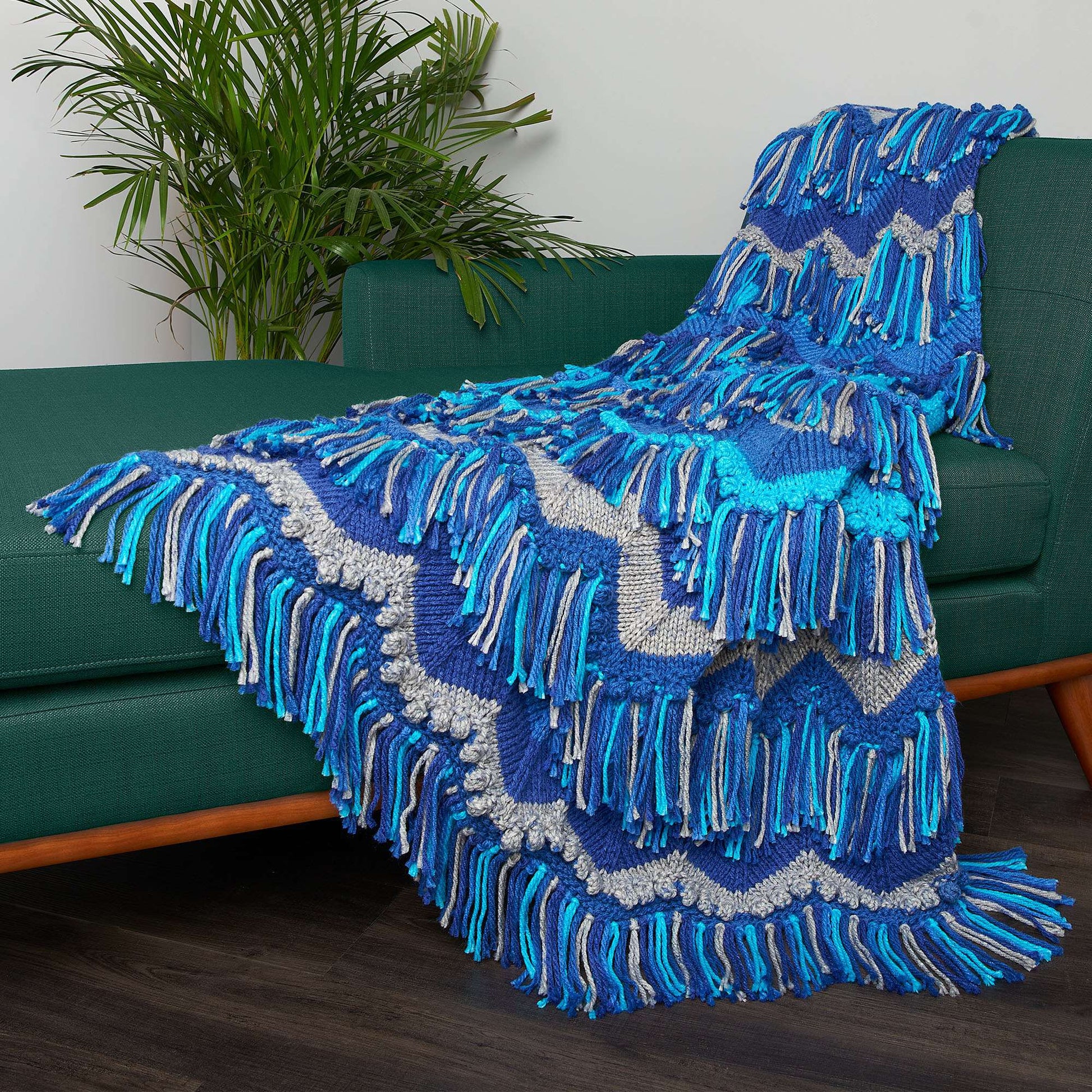Free Caron Knit Bobble & Fringe Blanket Pattern