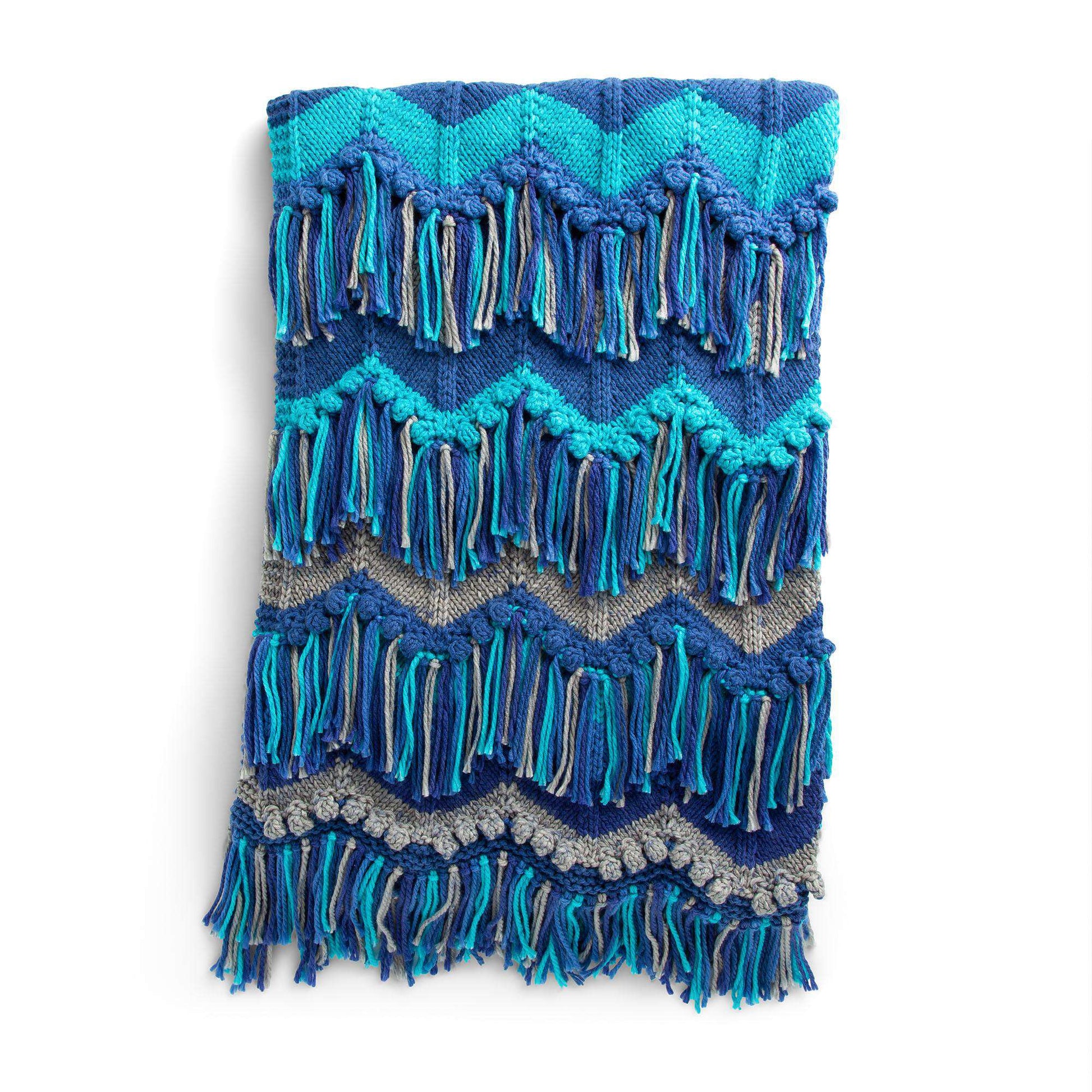 Free Caron Knit Bobble & Fringe Blanket Pattern