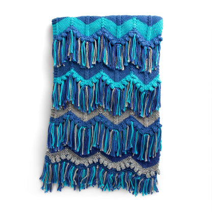 Caron Knit Bobble & Fringe Blanket Knit Blanket made in Caron Anniversary Cakes yarn
