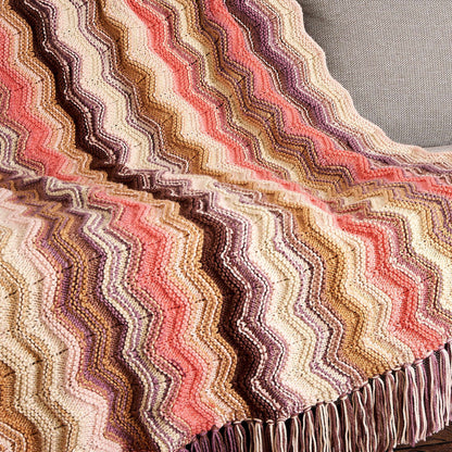 Caron Fading Ombre Knit Ripple Blanket Single Size