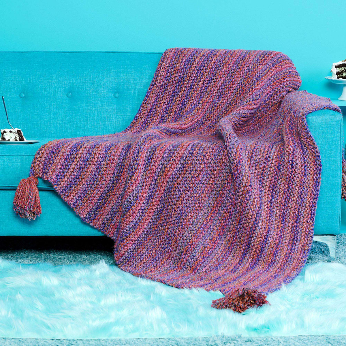 Knit Blanket made in Caron Spice Cakes yarn