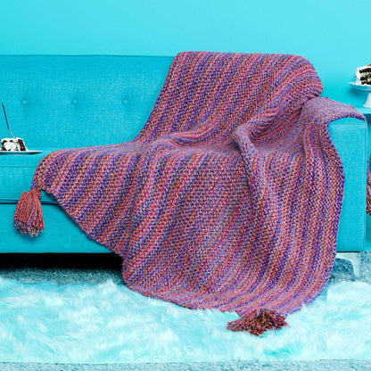 Caron Marled Knit Blanket Knit Blanket made in Caron Spice Cakes yarn