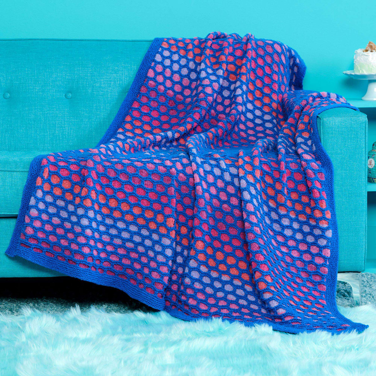 Knit Blanket made in Caron Cloud Cakes yarn