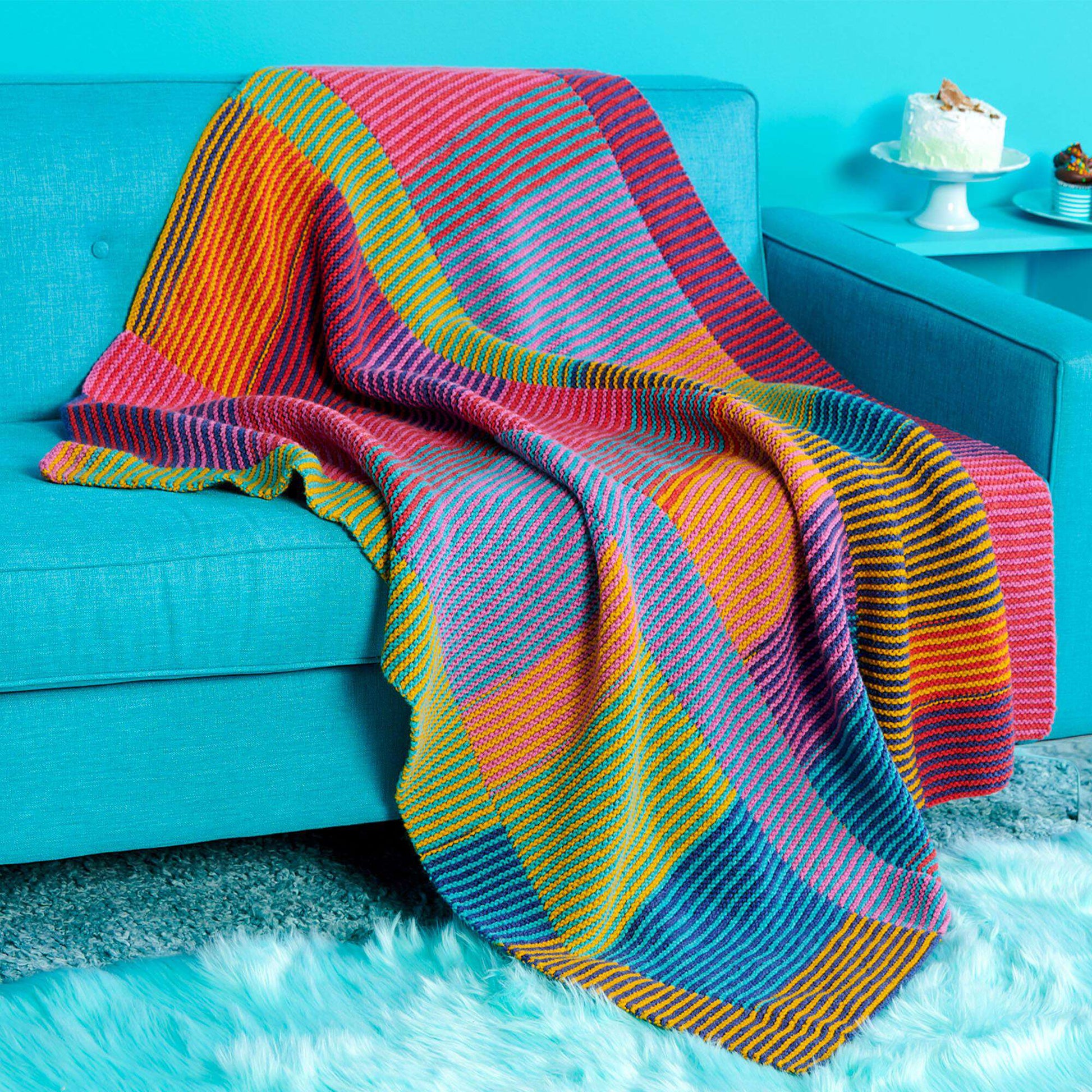 Free Caron Color Me Bold Knit Blanket Pattern