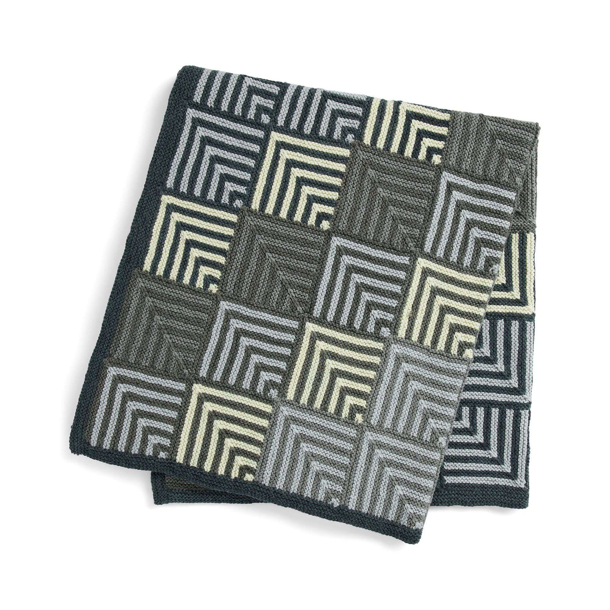 Free Caron Fading Blocks Mitered Knit Blanket Pattern