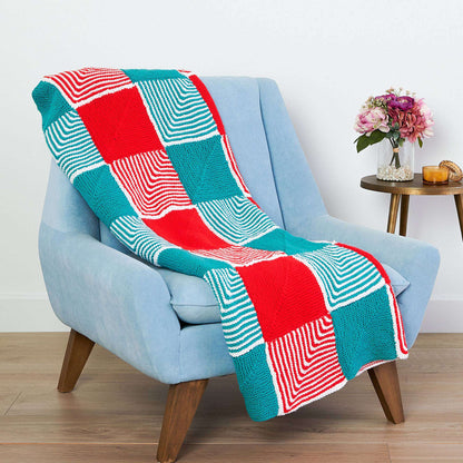 Caron Holiday Check Knit Blanket Single Size