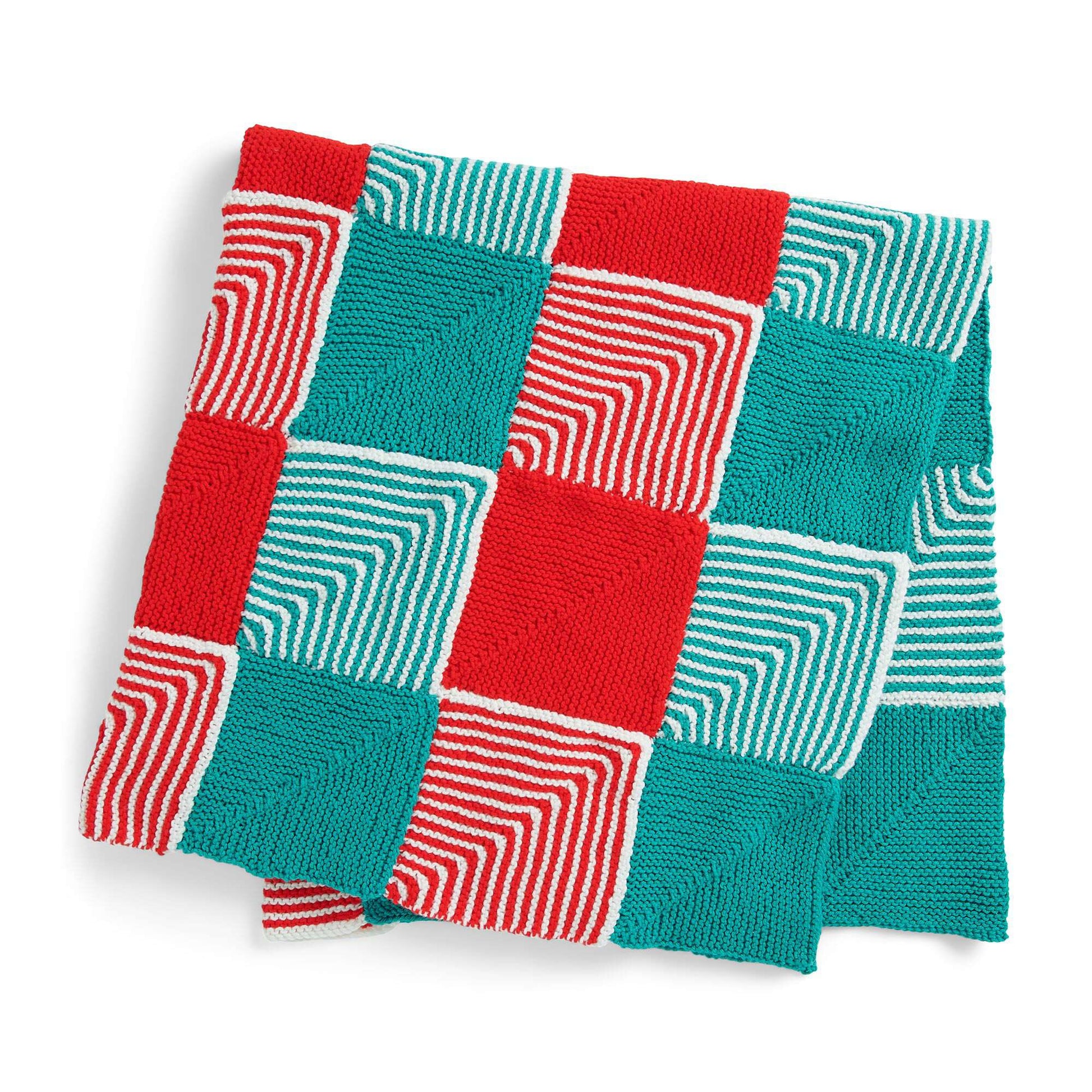 Free Caron Holiday Check Knit Blanket Pattern