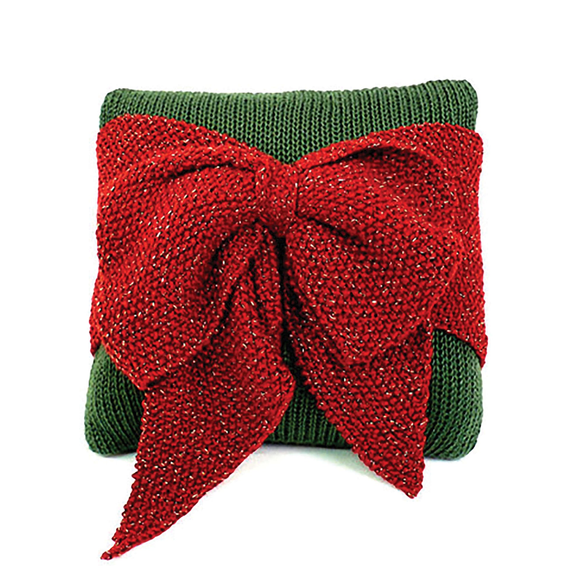 Free Caron Knit Christmas Bow Pillow Pattern