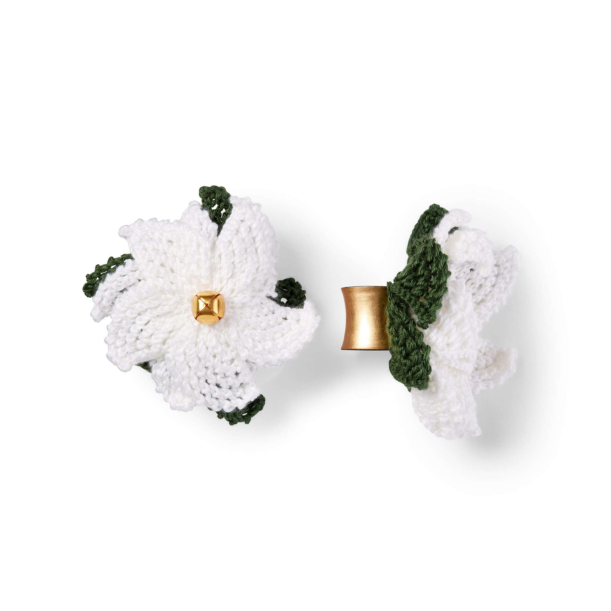 Free Caron Poinsettia Napkin Rings Knit Pattern
