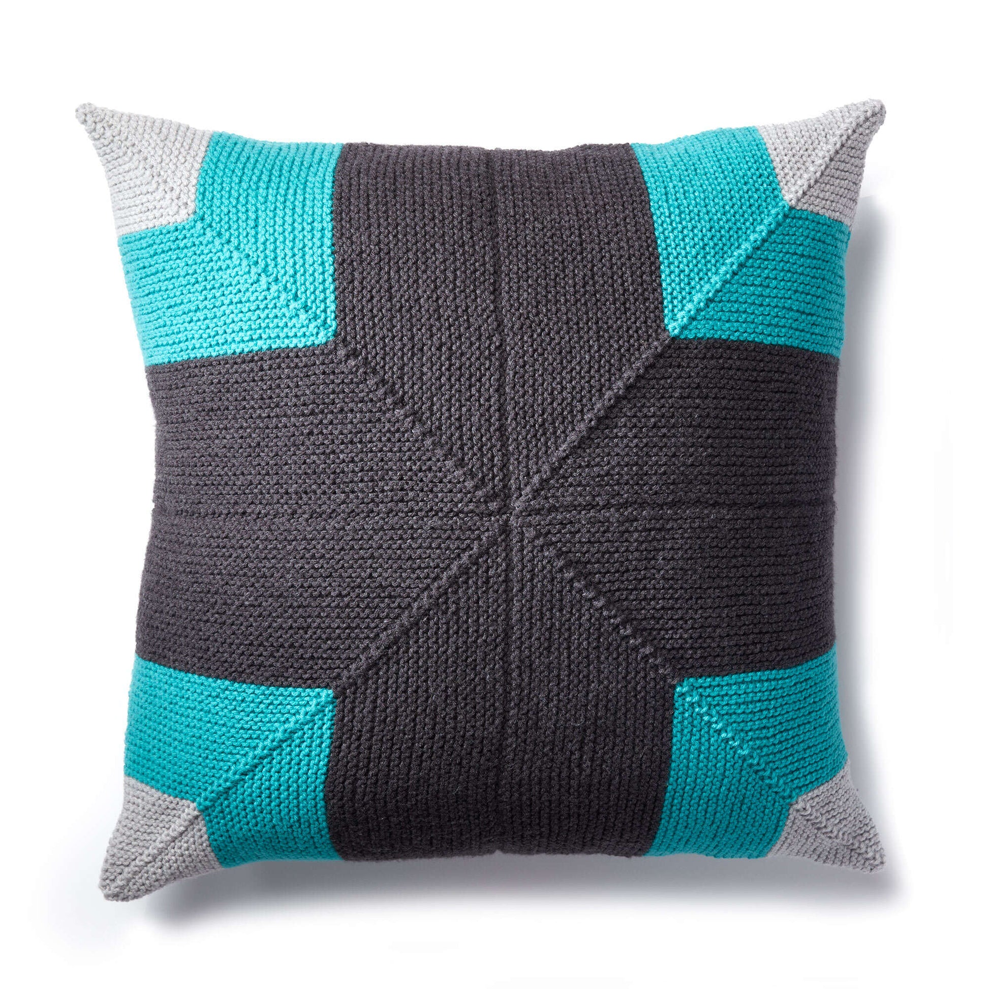 Free Caron Mighty Mitered Knit Pillow Pattern