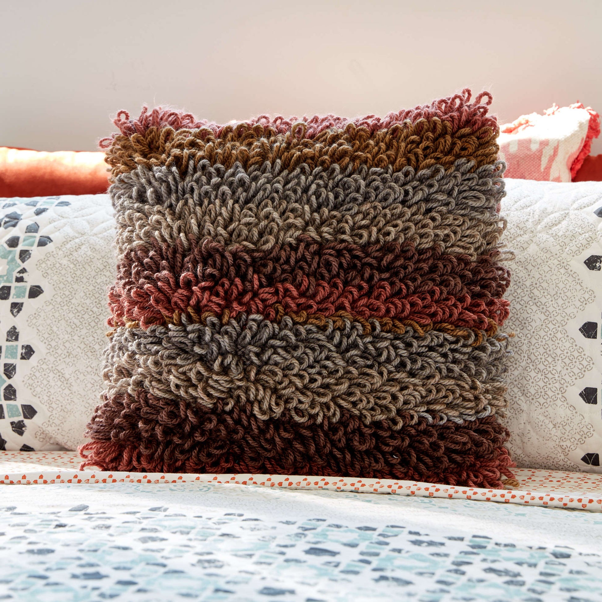 Free Caron Going Loopy Knit Pillow Pattern