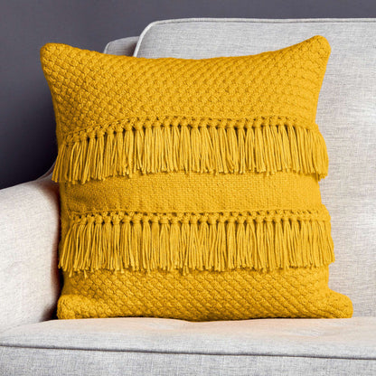 Caron Texture And Fringe Knit Pillow Single Size
