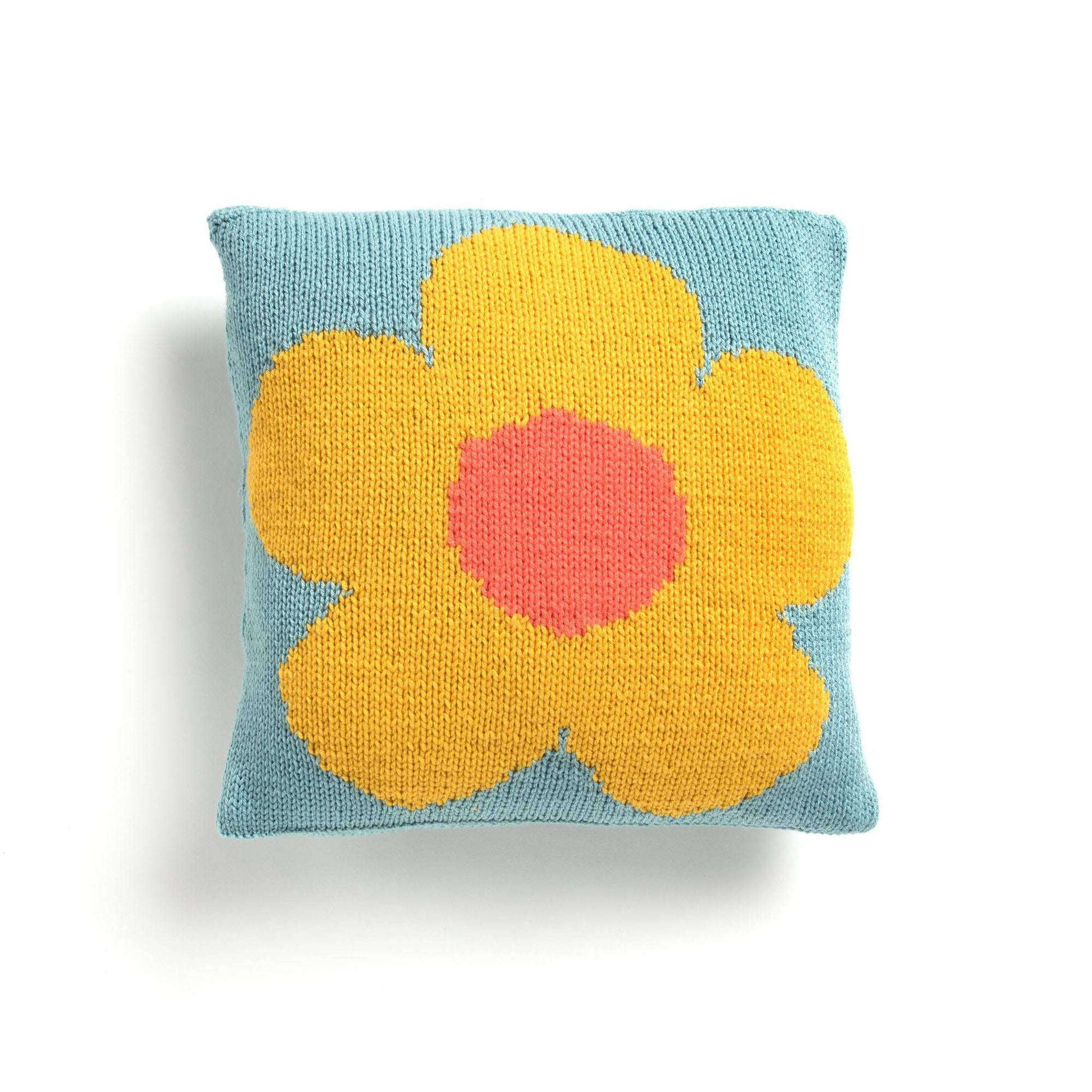 Free Caron Knit Intarsia Mod Flower Pillow Pattern