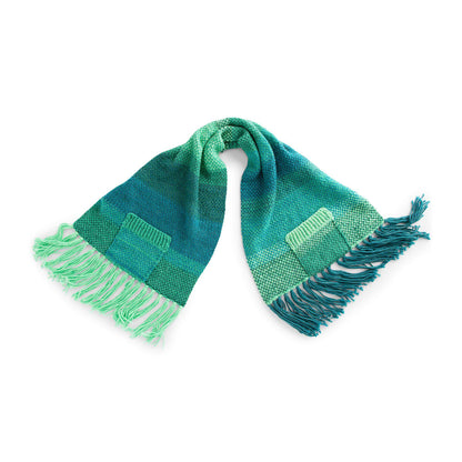 Caron Fringed Knit Pocket Shawl Knit Shawl made in Caron Anniversary Cakes yarn