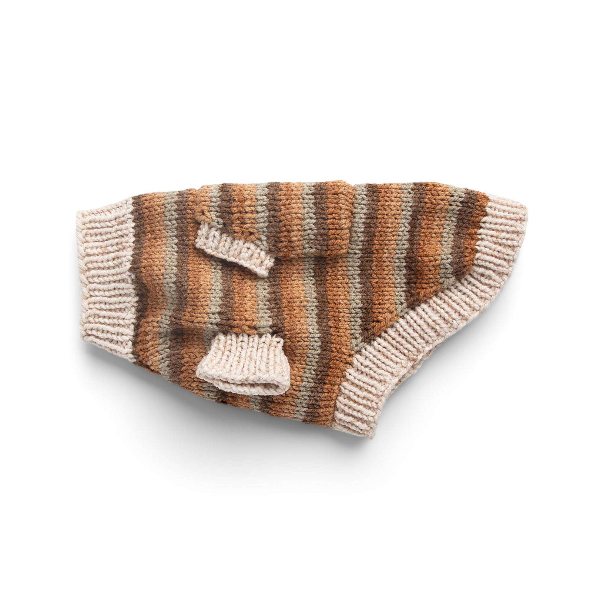 Free Caron Neutral Stripes Knit Dog Coat Pattern