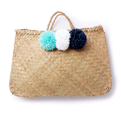 Caron Craft Pompom Your Bag! Dark Country Blue, White, Robins Egg