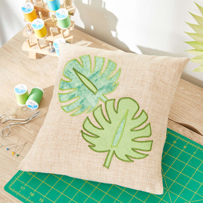 Coats & Clark Embroidery Monstera Leaf Applique Pillow Single Size