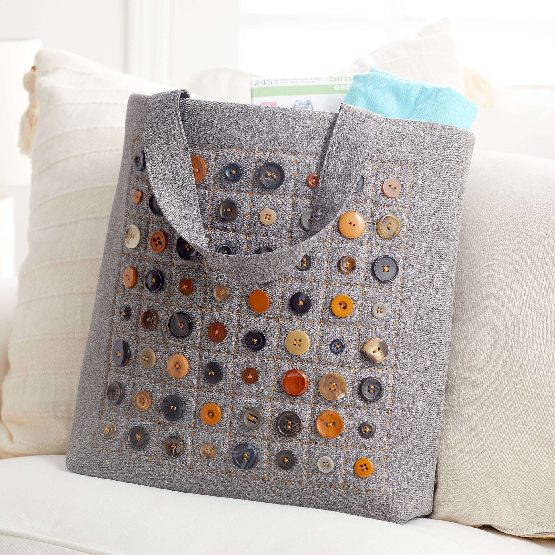 Free Coats & Clark Sewing Button And Big Stitch Tote Pattern