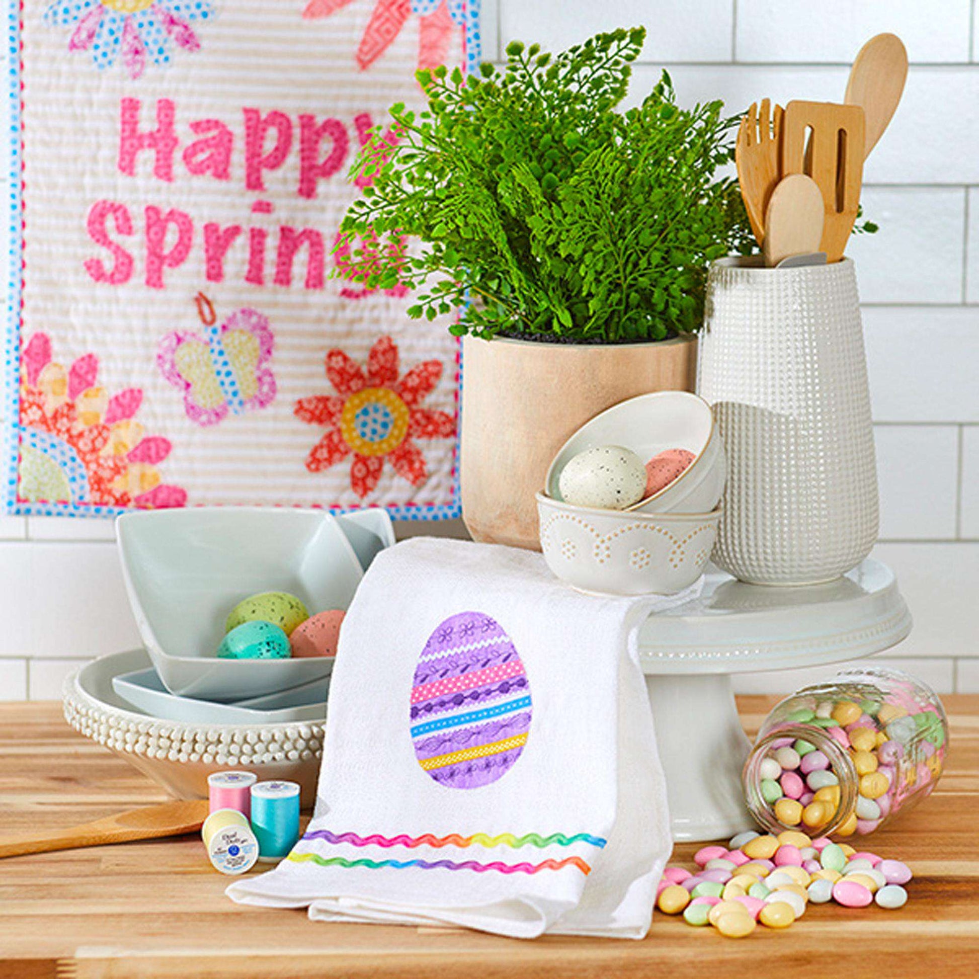 Free Coats & Clark Sewing Easter Egg Dish Towel Pattern