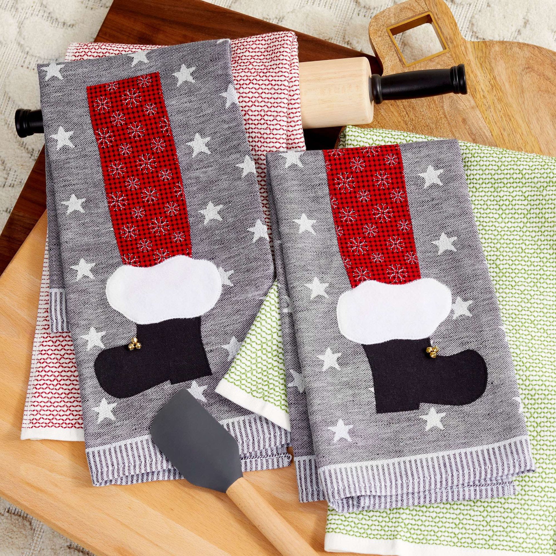 Free Coats & Clark Sewing Santa's Boots Towels Pattern