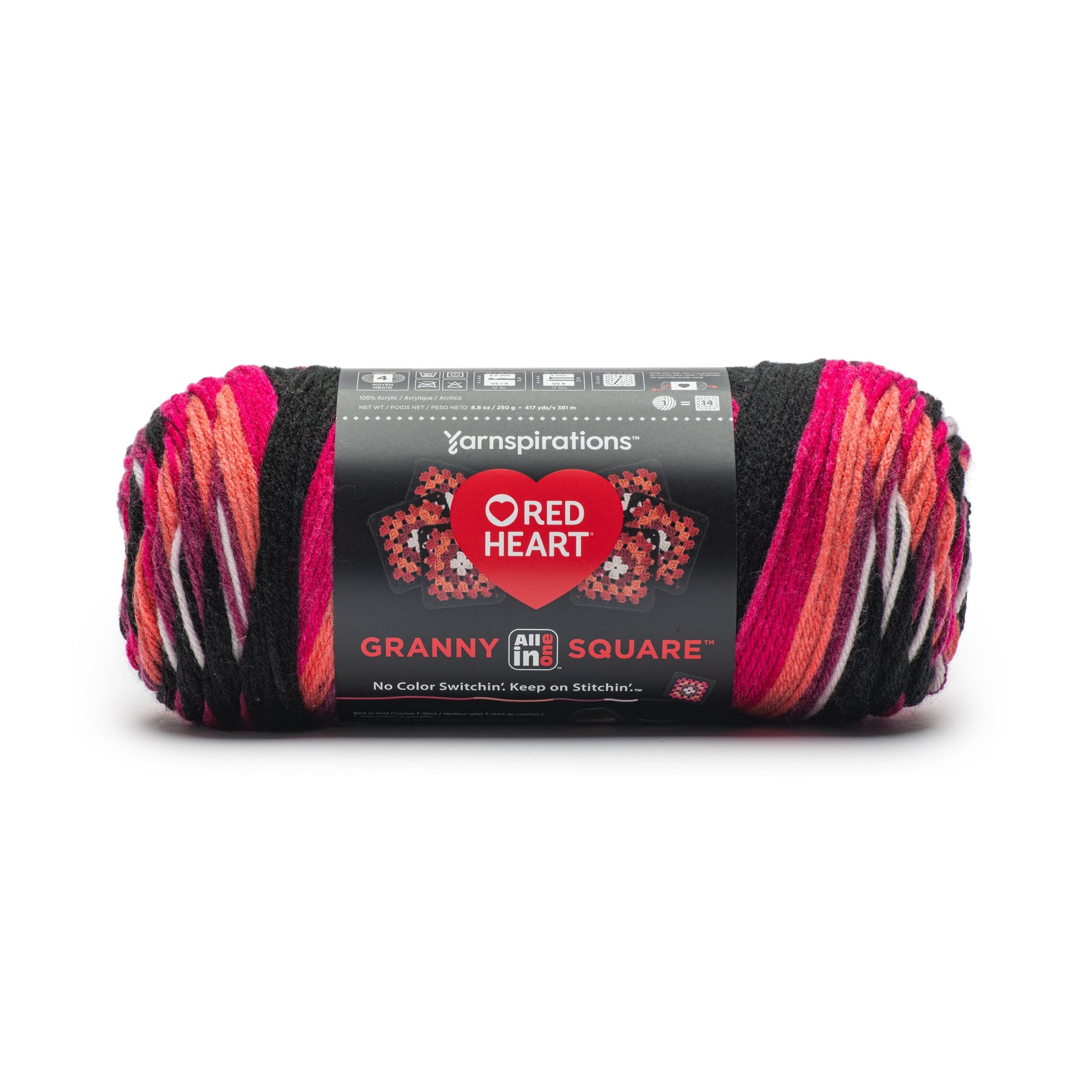Red Heart All In One Granny Square Yarn (250g/8.8oz) Black - Carnation Code