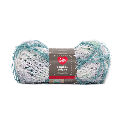 Red Heart Scrubby Stripes Yarn - Clearance Shades Cool Mint