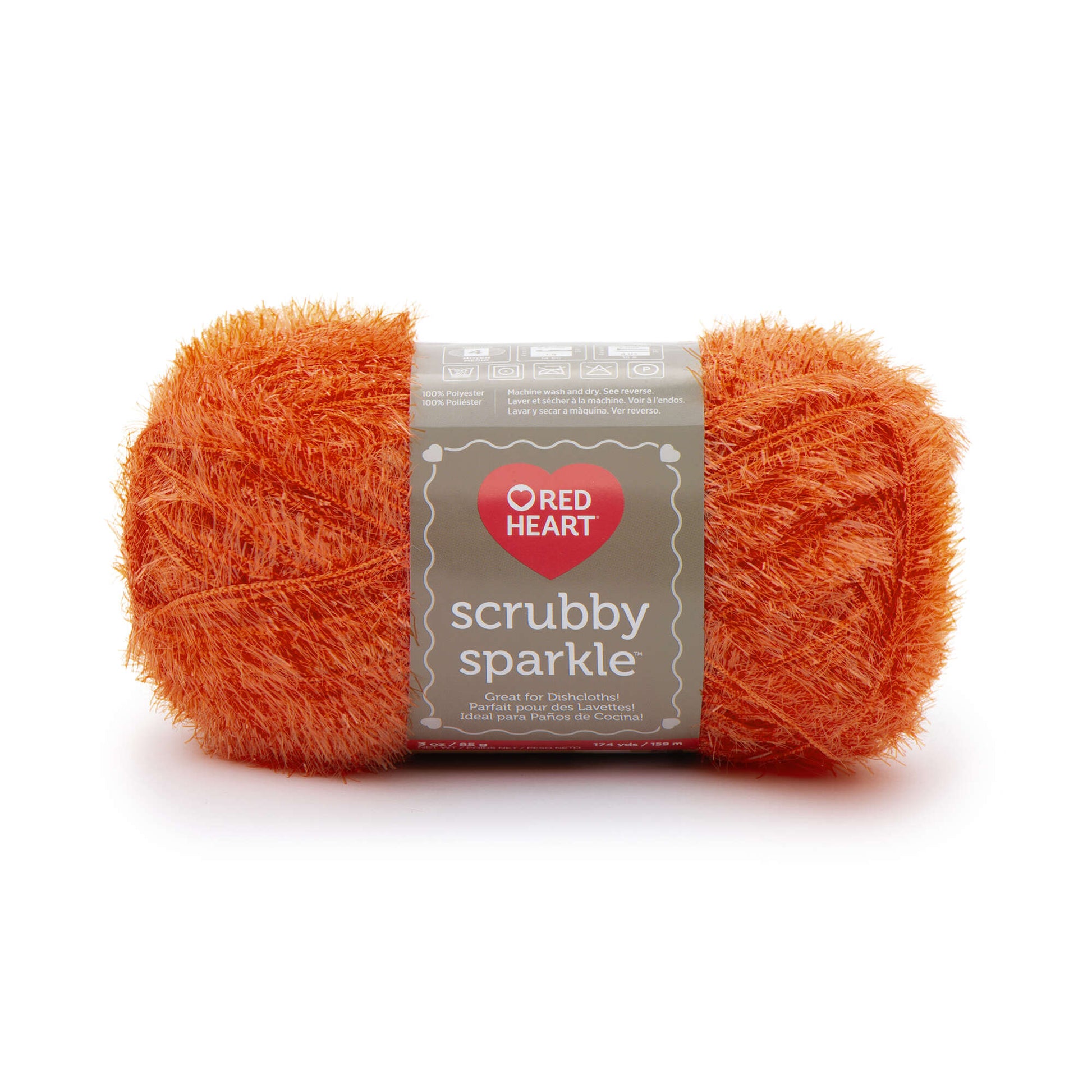 Red Heart Scrubby Sparkle Yarn Orange