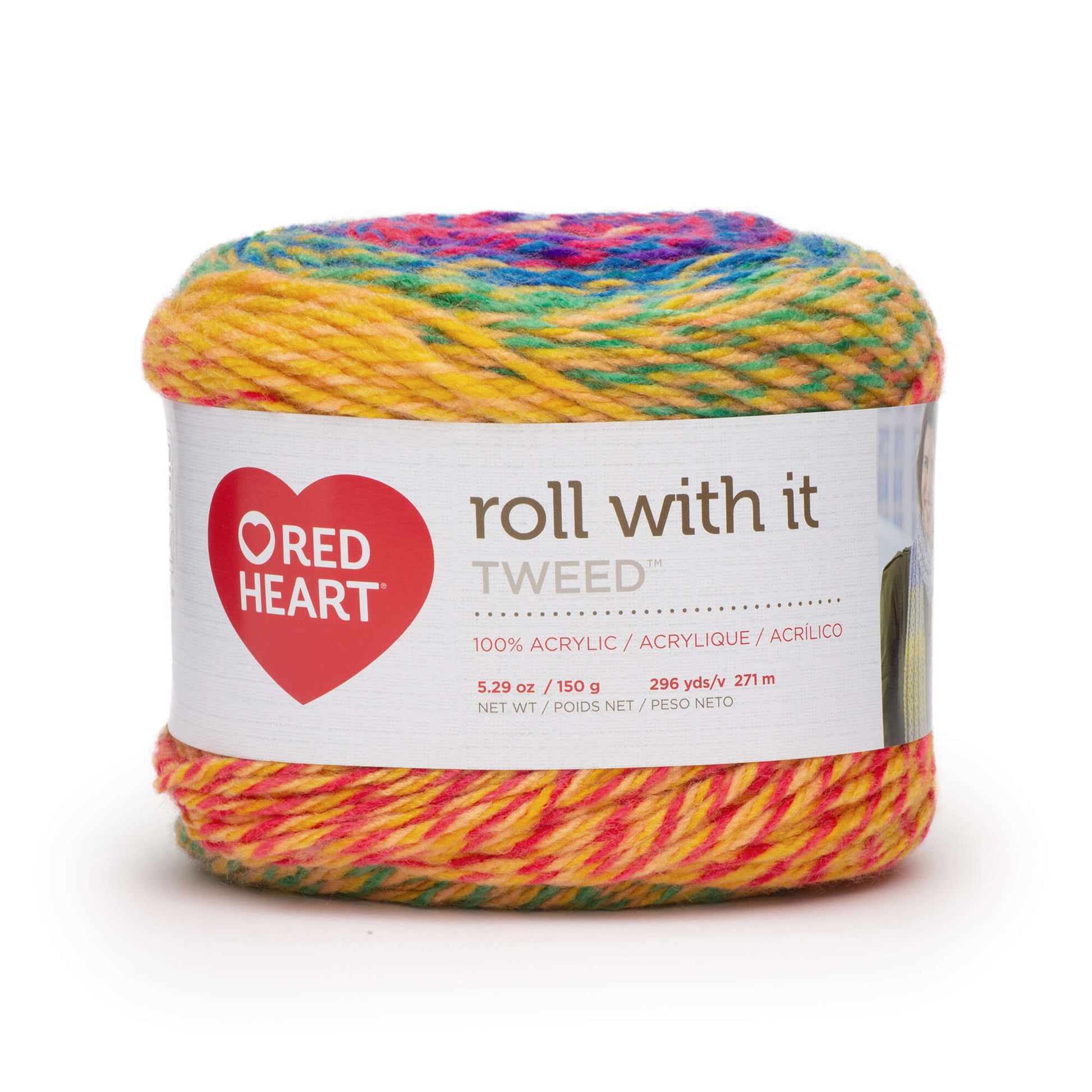 Red Heart Roll With It Tweed Yarn - Clearance shades Crayons