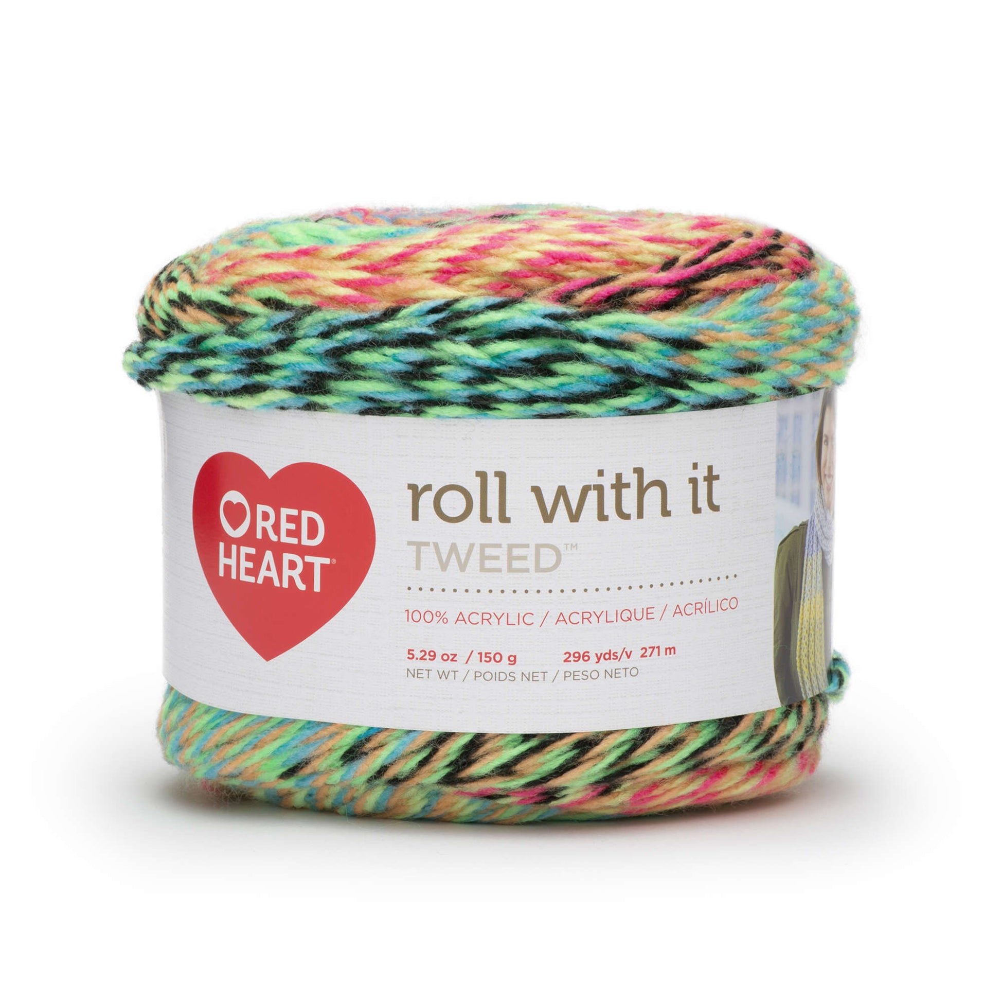 Red Heart Roll With It Tweed Yarn - Clearance shades Neon